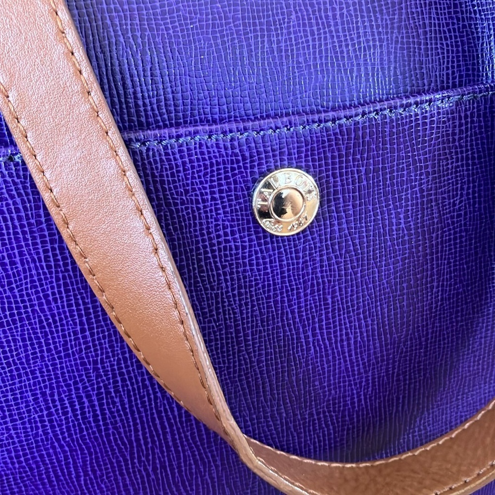 Talbots Purple Tote Bag with Brown Tan Straps - Picture 3 of 5